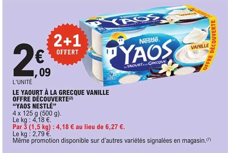 LE YAOURT À LA GRECQUE VANILLE OFFRE DÉCOUVERTE(2) “YAOS NESTLE”
