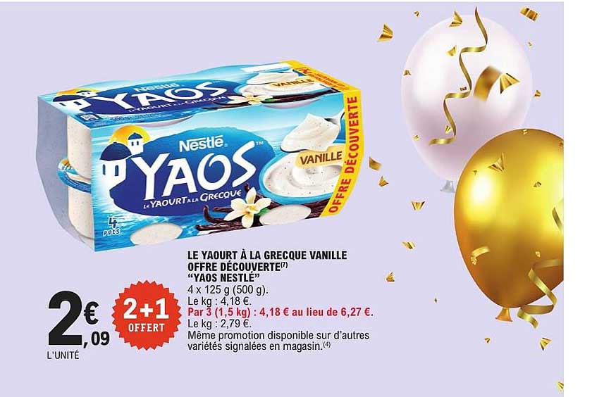 LE YAOURT À LA GRECQUE VANILLE OFFRE DÉCOUVERTE(7) “YAOS NESTLÉ”