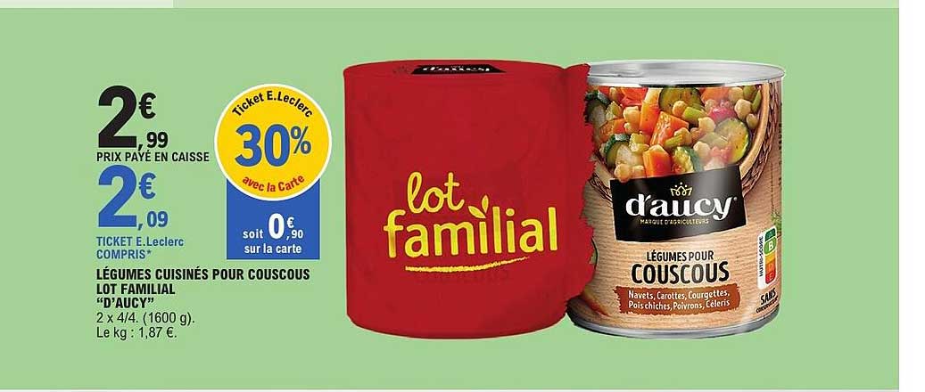 LÉGUMES CUISINÉS POUR COUSCOUS LOT FAMILIAL "D’AUCY"