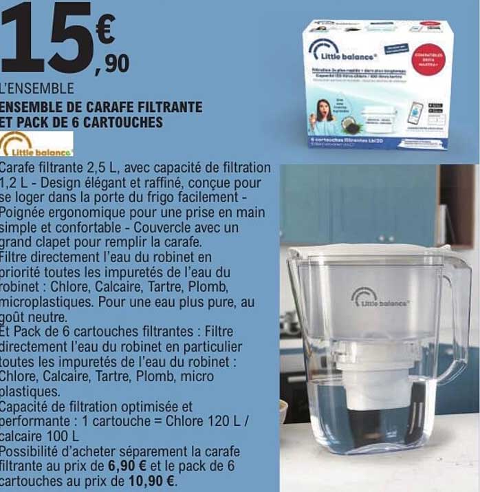 L’ENSEMBLE CARAFE FILTRANTE ET PACK DE 6 CARTOUCHES