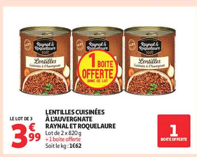 LENTILLES CUISINÉES À L'AUVERGNATE RAYNAL ET ROQUELAURE