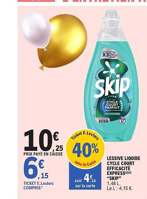 LESSIVE LIQUIDE CYCLE COURT EFFICACITÉ EXPRESS(2/3) “SKIP”