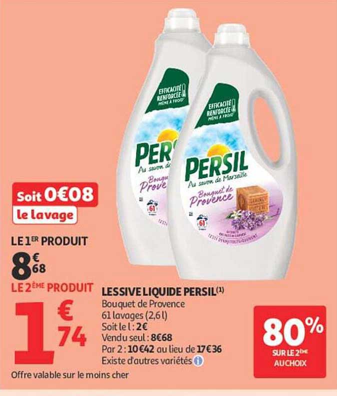 LESSIVE LIQUIDE PERSIL Bouquet de Provence 61 lavages (2,6 l)