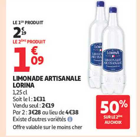 LIMONADE ARTISANALE LORINA 1,25 cl