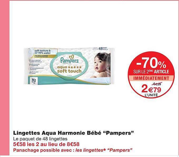 Lingettes Aqua Harmonie Bébé “Pampers”