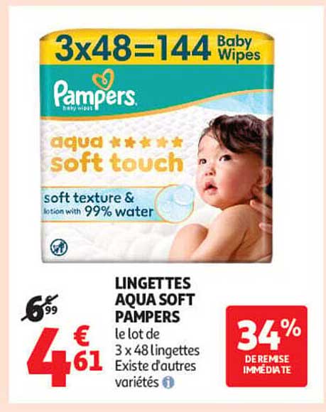 LINGETTES AQUA SOFT PAMPERS