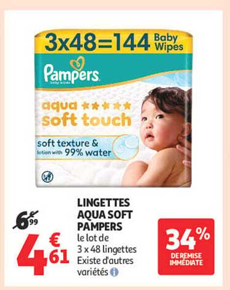 LINGETTES AQUA SOFT PAMPERS