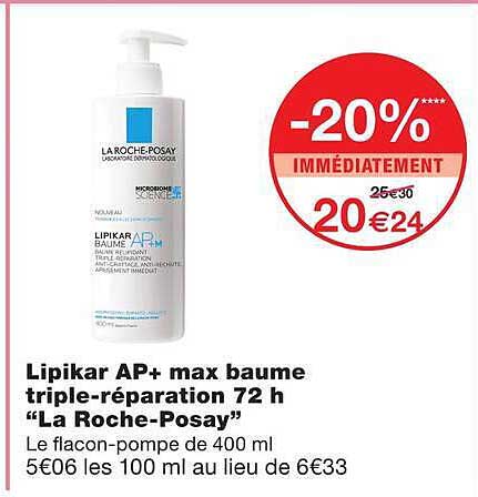 Lipikar AP+ max baume triple-réparation 72 h “La Roche-Posay”