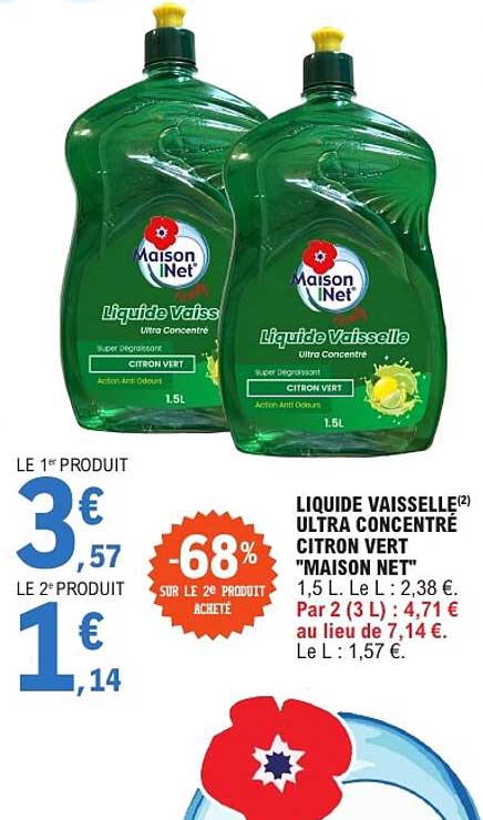 LIQUIDE VAISSELLE ULTRA CONCENTRÉ CITRON VERT "MAISON NET"