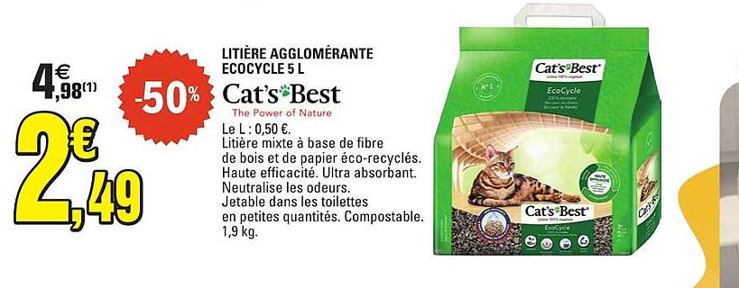 LITIÈRE AGGLOMÉRANTE ECOCYCLE 5 L Cat’s Best