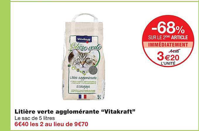 Litière verte agglomérante “Vitakraft”