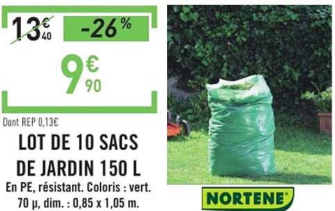 LOT DE 10 SACS DE JARDIN 150 L