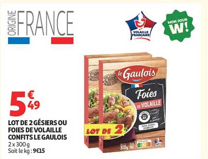 LOT DE 2 GÉSERS OU FOIES DE VOLAILLE CONFITS LE GAULOIS