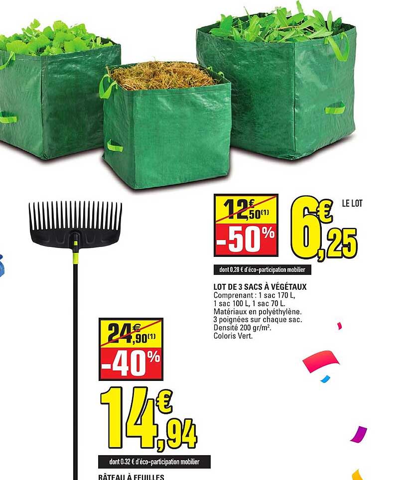 LOT DE 3 SACS À VÉGÉTAUX