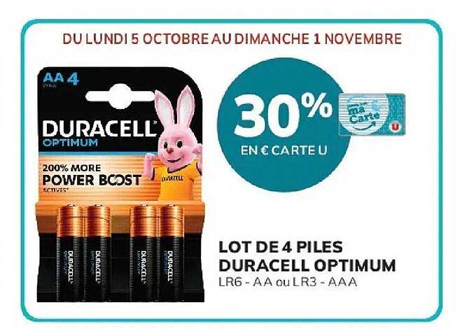 LOT DE 4 PILES DURACELL OPTIMUM