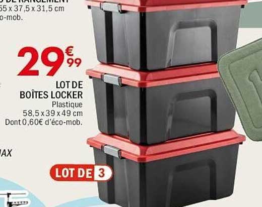 LOT DE BOÎTES LOCKER Plastique 58,5 x 39 x 49 cm Dont 0,60€ d'éco-mob.