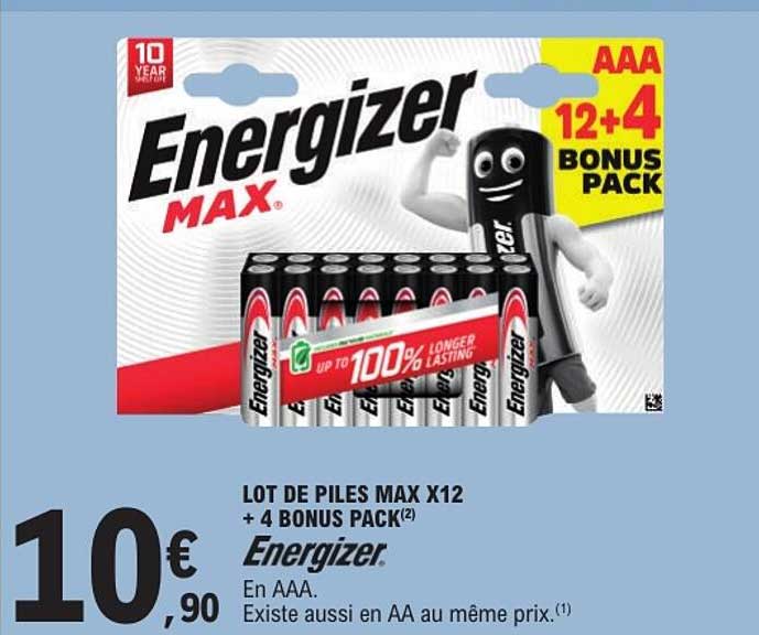 LOT DE PILES MAX X12 + 4 BONUS PACK