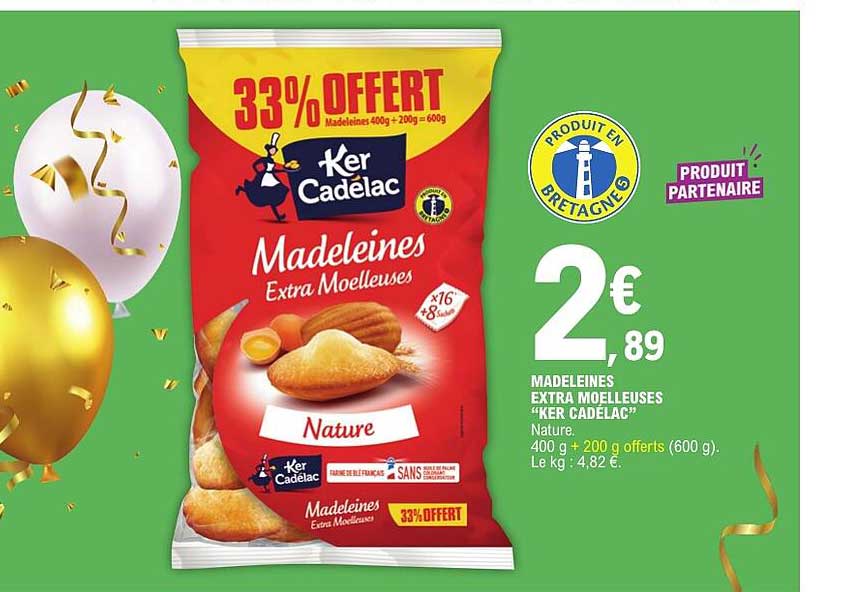 Madeleines Extra Moelleuses “Ker Cadélac” Nature.