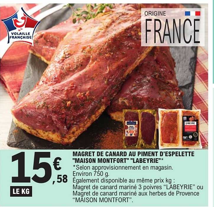 MAGRET DE CANARD AU PIMENT D'ESPELETTE "MAISON MONFORT" "LABEYRIE"*