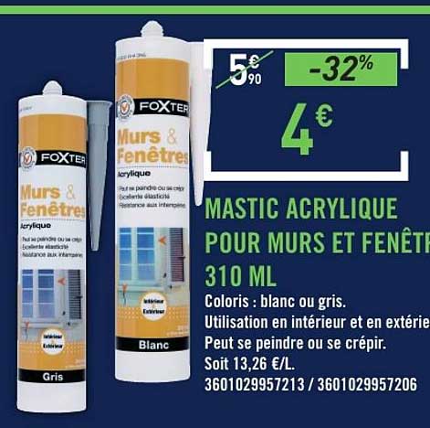 MASTIC ACRYLIQUE POUR MURS ET FENÊTRES 310 ML
