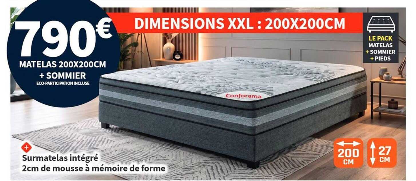 MATELAS 200X200CM + SOMMIER