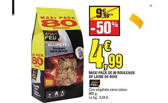 MAXI PACK DE 80 ROULEAUX DE LAINE DE BOIS