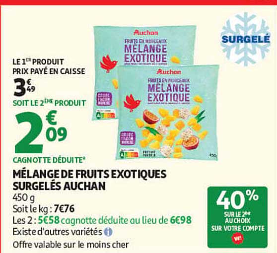 MÉLANGE DE FRUITS EXOTIQUES SURGELÉS AUCHAN