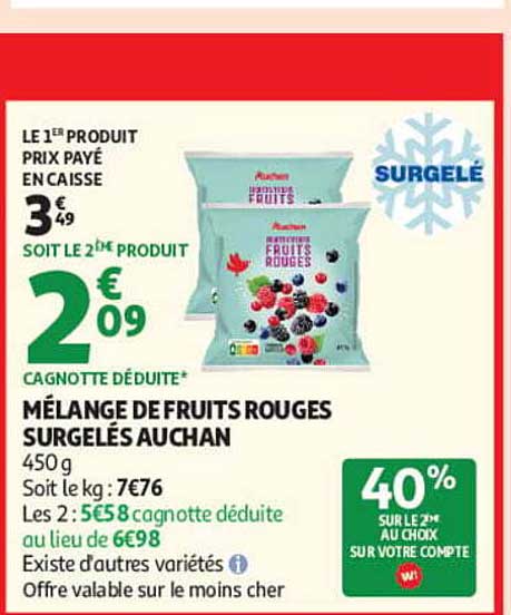 MÉLANGE DE FRUITS ROUGES SURGELÉS AUCHAN