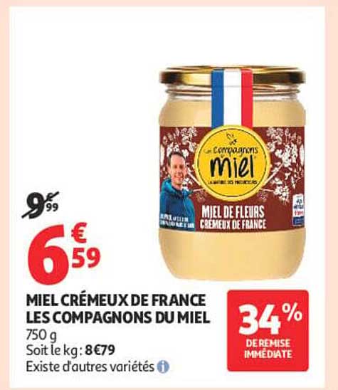 MIEL CRÉMEUX DE FRANCE LES COMPAGNONS DU MIEL 750 g