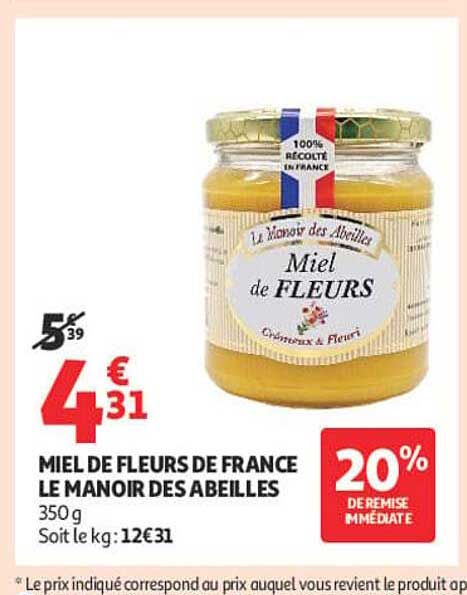 MIEL DE FLEURS DE FRANCE LE MANOIR DES ABEILLES 350 g