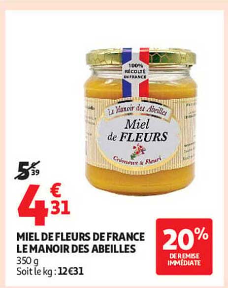 Miel de fleurs de France Le Manoir des Abeilles 350 g