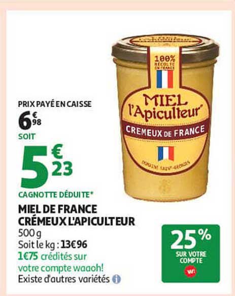 Miel de France crémeux L'Apiculteur