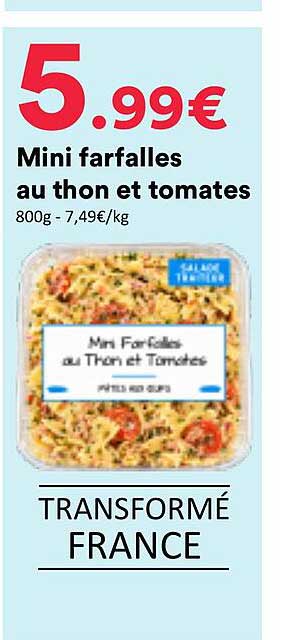 Mini farfalles au thon et tomates