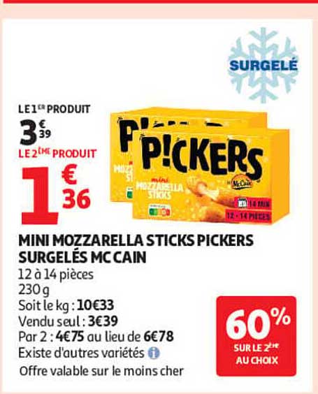 MINI MOZZARELLA STICKS PICKERS SURGELÉS MC CAIN
