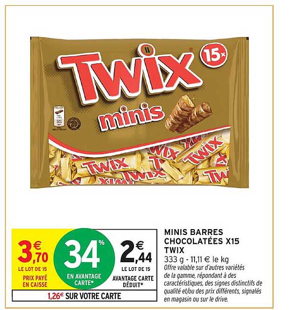 MINIS BARRES CHOCOLATÉES X15 TWIX