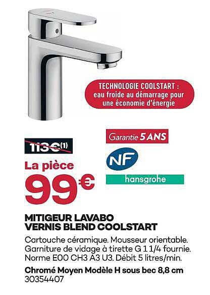 MITIGEUR LAVABO VERNIS BLEND COOLSTART