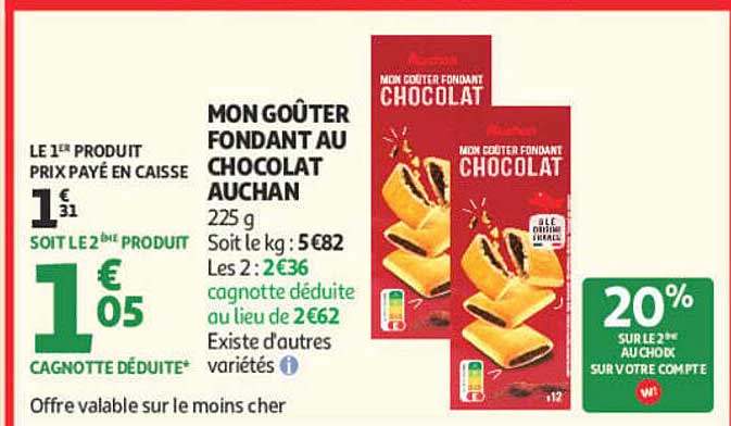 MON GOÛTER FONDANT AU CHOCOLAT AUCHAN