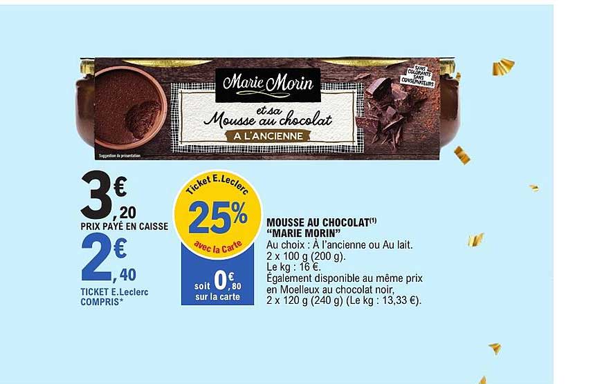 MOUSSE AU CHOCOLAT "MARIE MORIN"