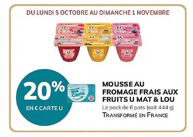 MOUSSE AU FROMAGE FRAIS AUX FRUITS U MAT & LOU