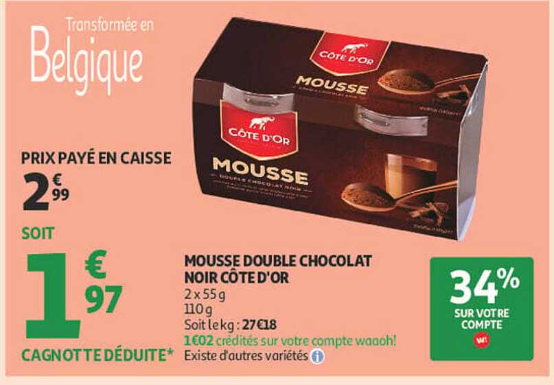 MOUSSE DOUBLE CHOCOLAT NOIR CÔTE D'OR