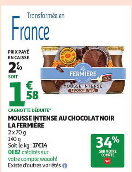 MOUSSE INTENSE AU CHOCOLAT NOIR LA FERMIÈRE
