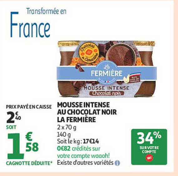 MOUSSE INTENSE AU CHOCOLAT NOIR LA FERMIÈRE