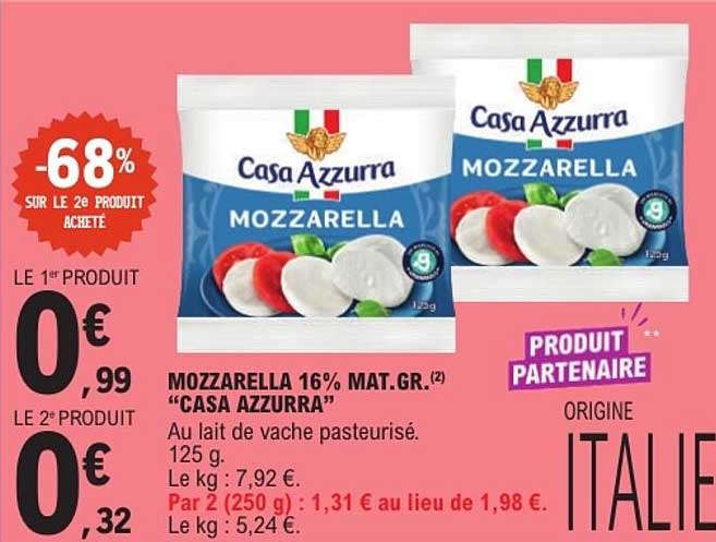 MOZZARELLA 16% MAT.GR. «CASA AZZURRA»