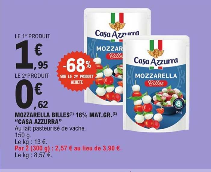 MOZZARELLA BILLES 16% MAT.GR. "CASA AZZURRA"