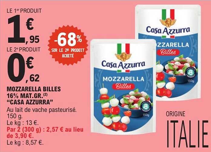 MOZZARELLA BILLES 16% MAT.GR.² "CASA AZZURRA"