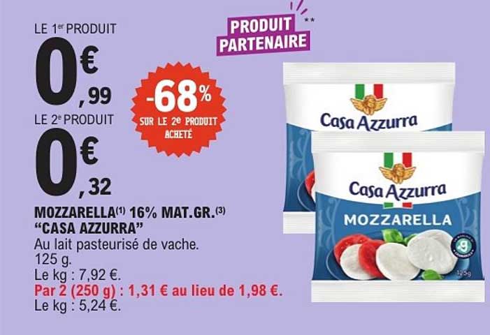 MOZZARELLA(1) 16% MAT.GR.(3) “CASA AZZURRA”