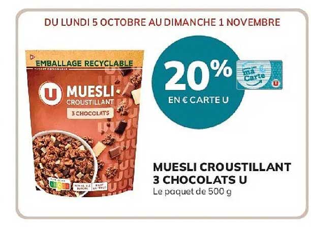 MUESLI CROUSTILLANT 3 CHOCOLATS U