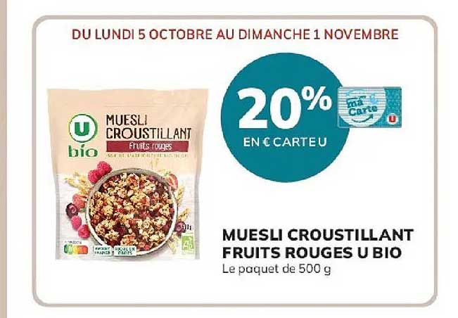 MUESLI CROUSTILLANT FRUITS ROUGES U BIO