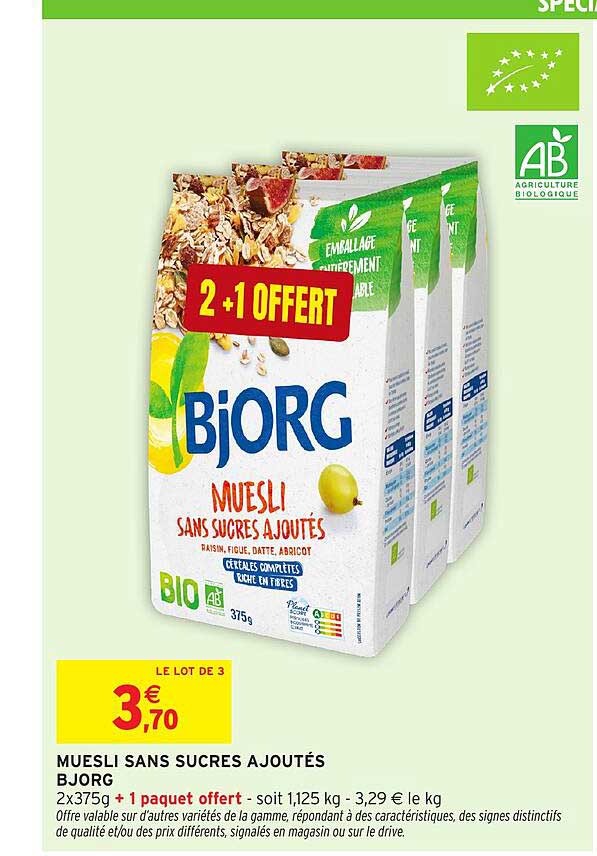 MUESLI SANS SUCRES AJOUTÉS BJORG