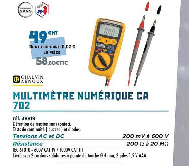MULTIMÈTRE NUMÉRIQUE CA 702